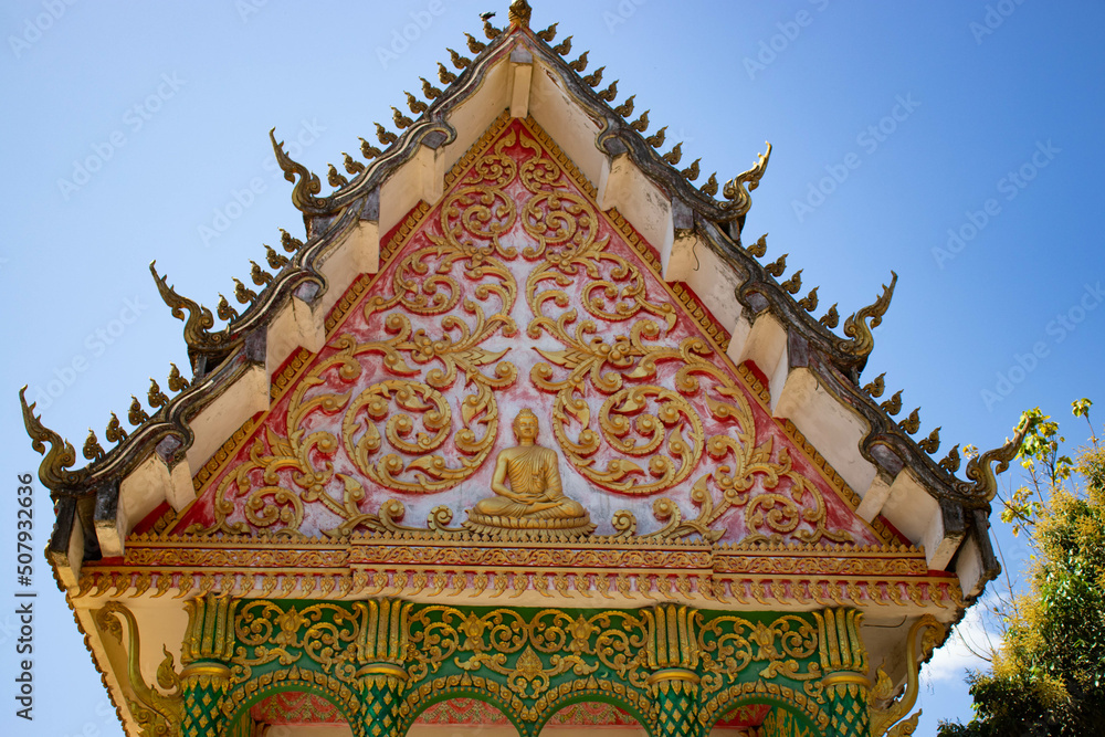 Naklejka premium A beautiful panoramic view of Vang Vieng, Laos.