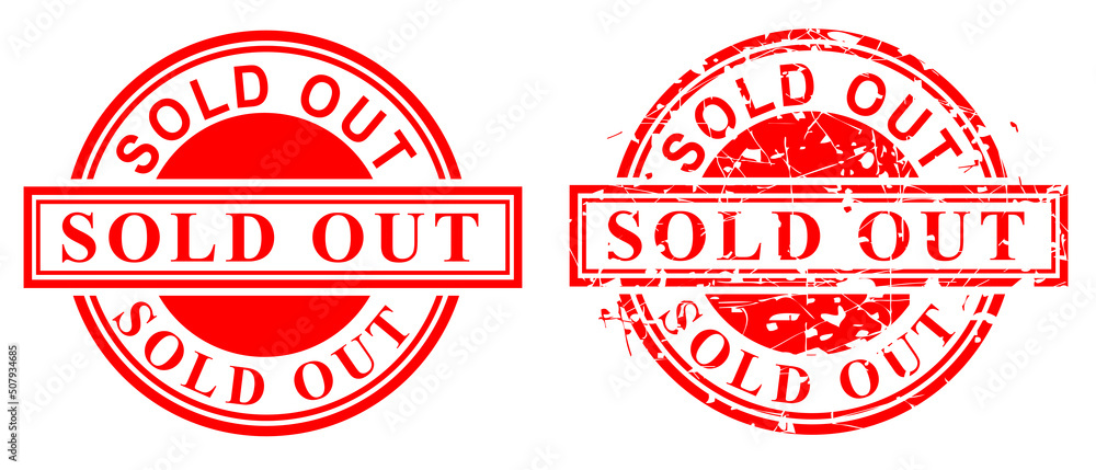 Simple Vector Set 2 Red rust Circle Rubber Stamp, Sold Out isolated on white Simple Vector Set 2 Red rust Circle Rubber Stamp, Sold Out isolated on white
