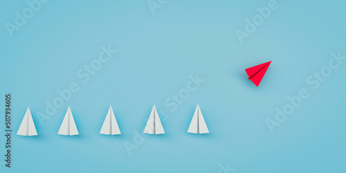 aeroplane wing flight flying origami paper white group teamwork red color difference symbol business strategy way vision idea leader challenge decision community conflict efficiency success.3d render