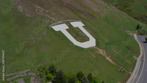 Drone Aerial Rotating Counter Clockwise Around the University of Utah U on the Mountain