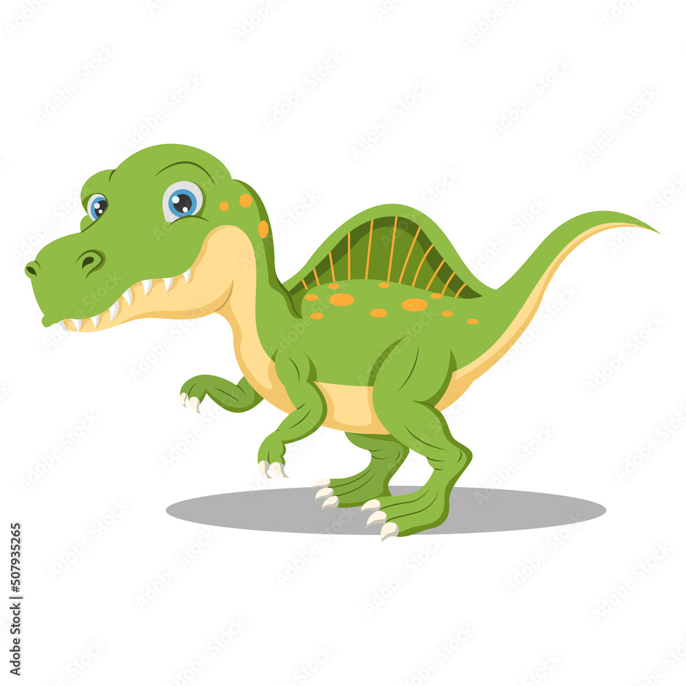 Cartoon funny green spinosaurus dinosaur Cartoon funny green spinosaurus dinosaur