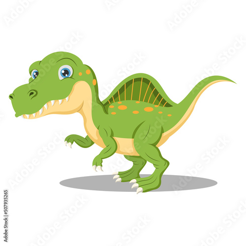 Cartoon funny green spinosaurus dinosaur © Mimosastudio