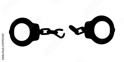 Broken handcuffs vector illustration isolated on white background.