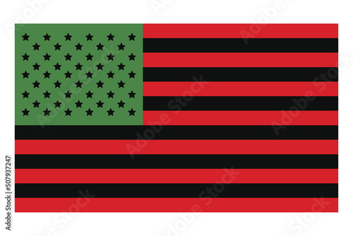 Juneteenth green, red and black USA flag vector illustration.