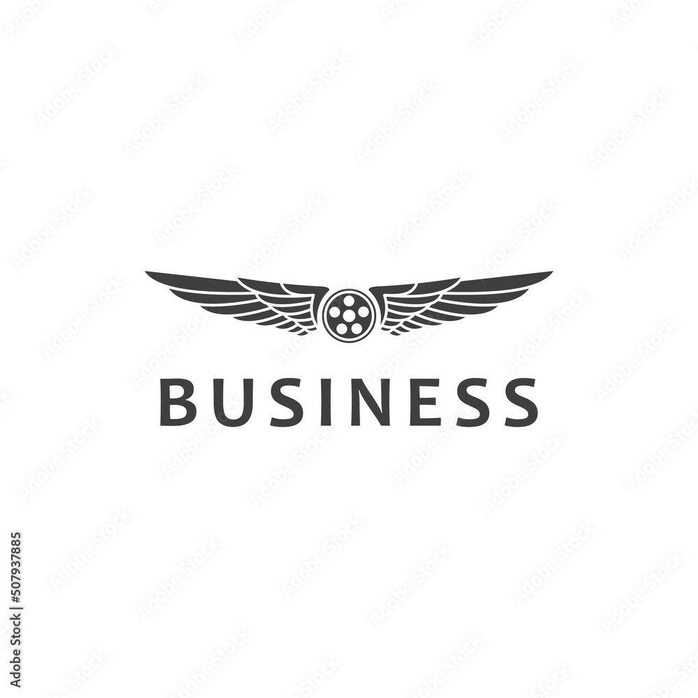 Obraz premium Film Reel and Wings for Movie Production Logo Design vector illustration