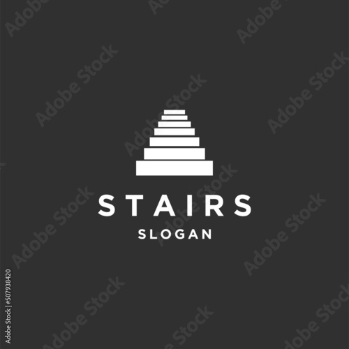 Stairs line art logo template vector illustration design