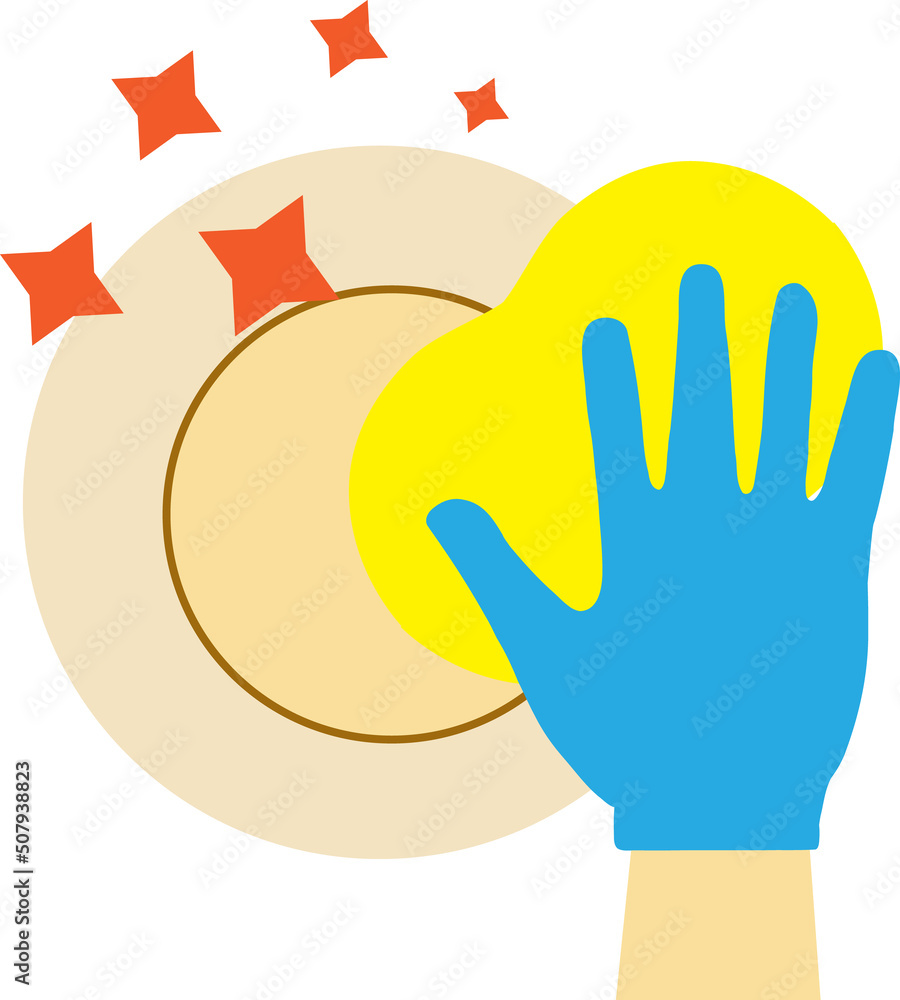 plate and sponge in hand icon. dishwashing concept. hand in gloves with sponge wash plate symbol. flat style. plate and sponge in hand icon. dishwashing concept. hand in gloves with sponge wash plate symbol. flat style.