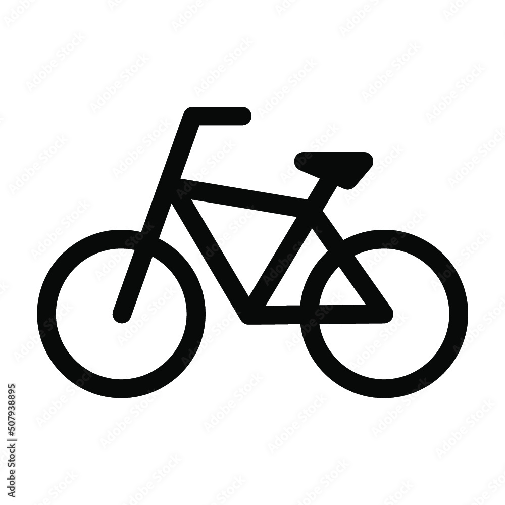 Fototapeta premium 自転車のシンプルな横向きアイコン/白背景