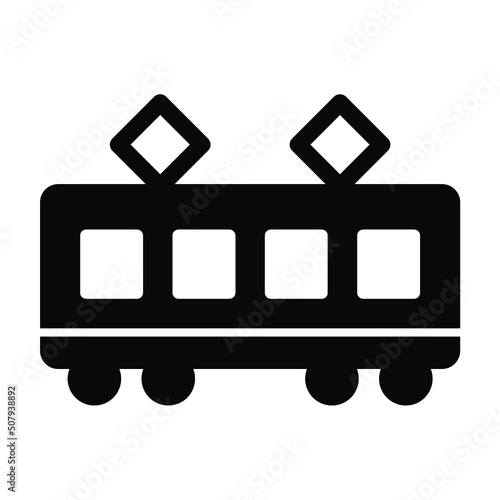 電車のシンプルな横向きアイコン/白背景
