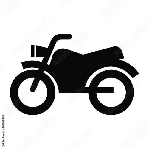 オートバイのシンプルな横向きアイコン/白背景