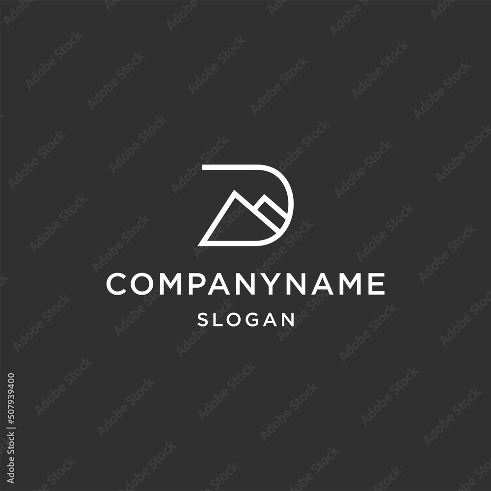 Letter d mountain line art logo template vector illustration design Letter d mountain line art logo template vector illustration design