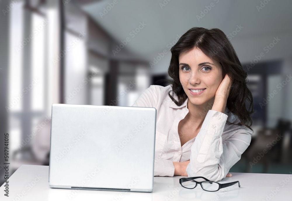Diverse Office: Portrait of Beautiful Smiling IT Programmer Working on Computer. Diverse Office: Portrait of Beautiful Smiling IT Programmer Working on Computer.
