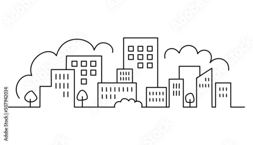 手描き風・街の風景のベクターイラスト