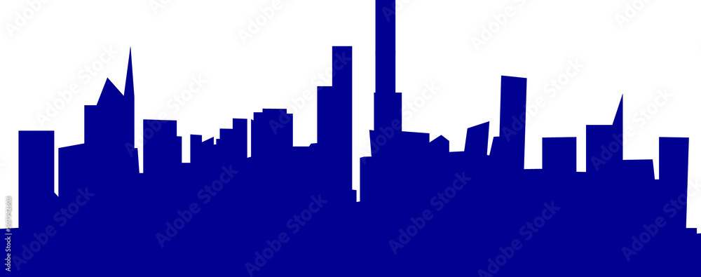 city skyline in blue
