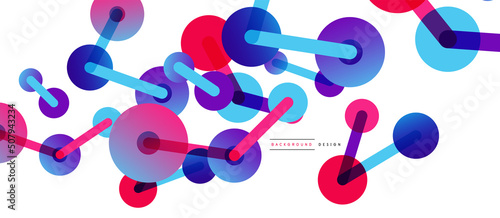 Abstract background. Round dots connected by lines. Trendy techno business template for wallpaper, banner, background or landing