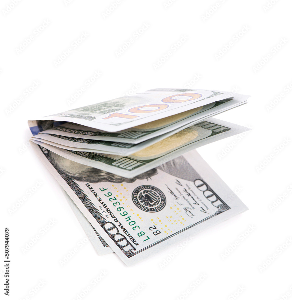 Stack of one hundred dollar bills close-up. Stack of one hundred dollar bills close-up.