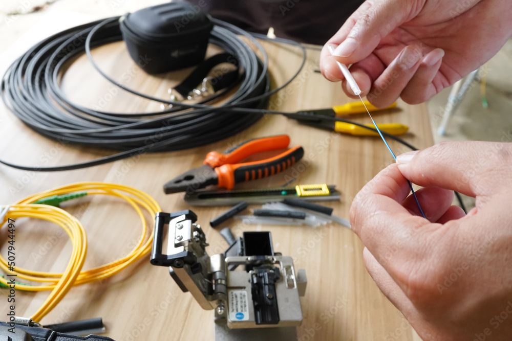electrician working with cable electrician working with cable