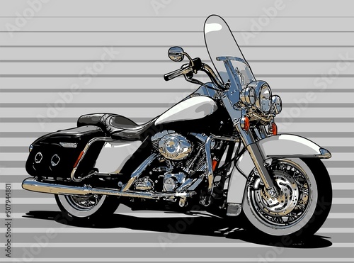Tela white color cruiser motorbike side view vector template