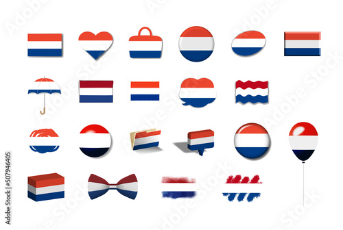 オランダ　国旗イラスト21種