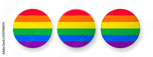 Happy LGBT people pride month button circular pin icons design vector.