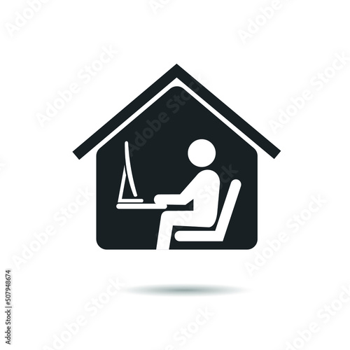 work from home professional working on computer at home vector work icon illustration vector