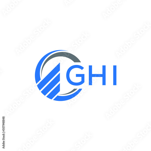 GHI Flat accounting logo design on white  background. GHI creative initials Growth graph letter logo concept. GHI business finance logo design.