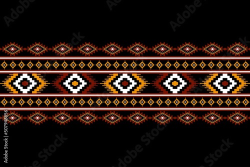 Geometric ethnic oriental seamless pattern traditional Design for background,carpet,wallpaper.clothing,wrapping,Batik fabric,Vector illustration.embroidery style - Sadu, sadou, sadow or sado
