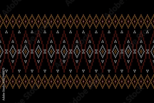 Geometric ethnic oriental seamless pattern traditional Design for background,carpet,wallpaper.clothing,wrapping,Batik fabric,Vector illustration.embroidery style - Sadu, sadou, sadow or sado