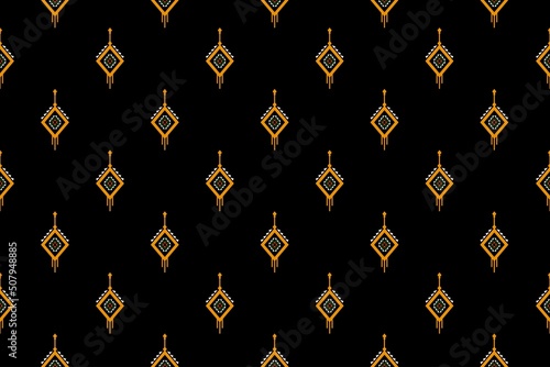 Geometric ethnic oriental seamless pattern traditional Design for background,carpet,wallpaper.clothing,wrapping,Batik fabric,Vector illustration.embroidery style - Sadu, sadou, sadow or sado