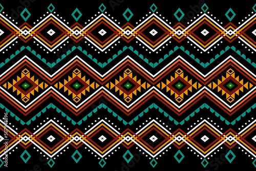 Geometric ethnic oriental seamless pattern traditional Design for background,carpet,wallpaper.clothing,wrapping,Batik fabric,Vector illustration.embroidery style - Sadu, sadou, sadow or sado