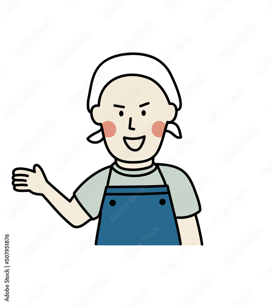 頭にタオルを巻いた男性