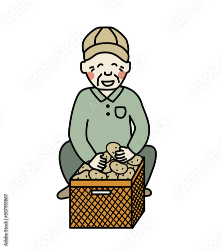 ジャガイモの収穫　おじいちゃん