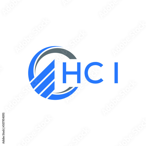 HCI Flat accounting logo design on white background. HCI creative initials Growth graph letter logo concept. HCI business finance logo design.