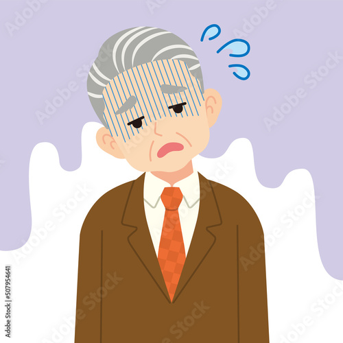 疲れたスーツのシニア男性＿線なし
