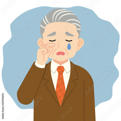 泣くスーツのシニア男性＿線なし