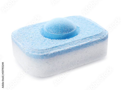 One water softener tablet isolated on white