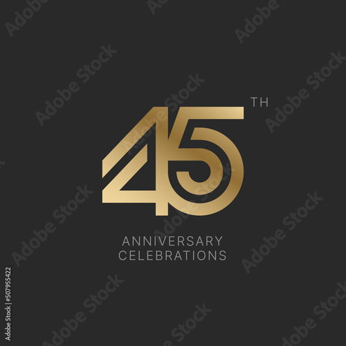 45 years anniversary logo design on black background for celebration event. 45th celebration emblem. photo