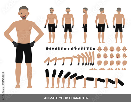 Mixed Martial Arts man character vector design.  Create your own pose.