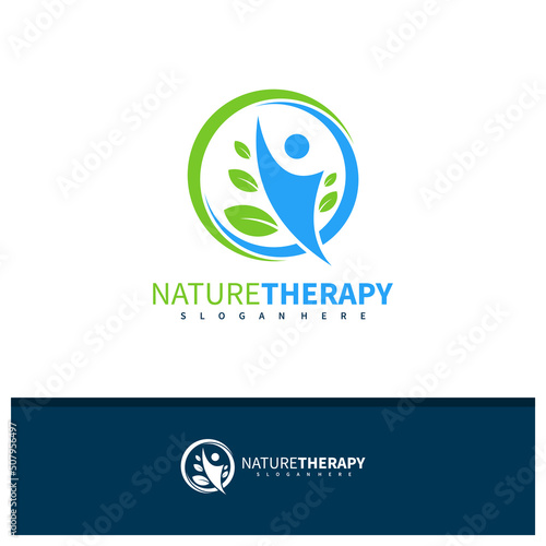 People Leaf logo design vector, Creative Healthy logo concepts template illustration.