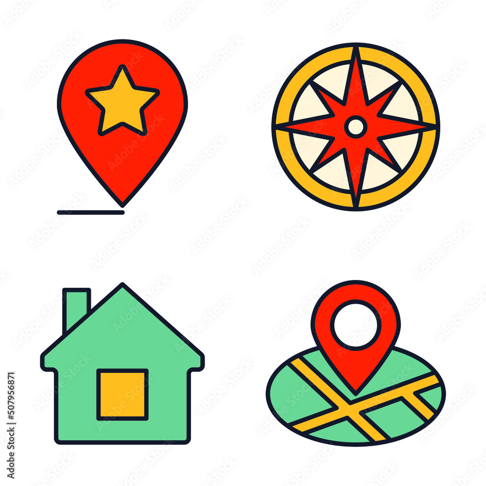 Map location and navigation set icon symbol template for graphic and web design collection logo vector illustration Map location and navigation set icon symbol template for graphic and web design collection logo vector illustration