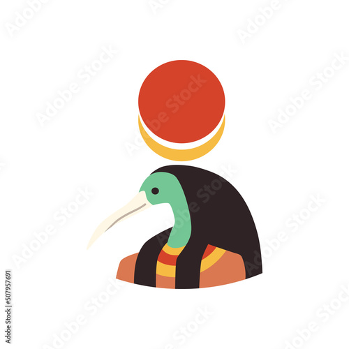 Portrait of Egypt god Thoth flat style, vector illustration
