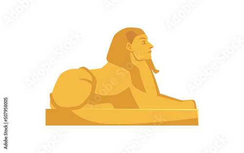 Egyptian Sphinx ancient Egypt landmark statue flat vector illustration isolated.