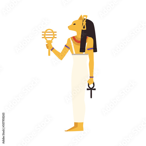 Egypt god Bastet character flat style, vector illustration