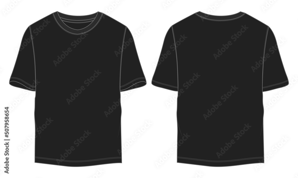 Short sleeve T shirt technical fashion flat sketch vector Illustration ...