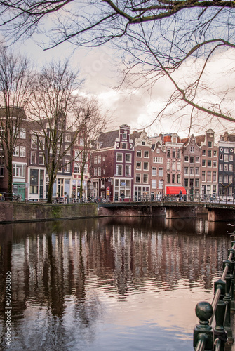 Canal view during sunset in Amsterdam, The Netherlands © Xandra