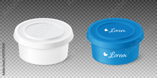 Closed plastic container for cheese sauce or cosmetics, vector illustration