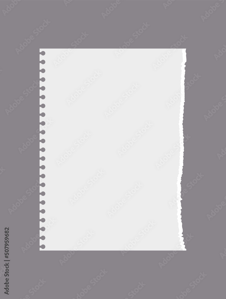 Unevenly torn notebook or notepad page realistic vector illustration isolated. Unevenly torn notebook or notepad page realistic vector illustration isolated.