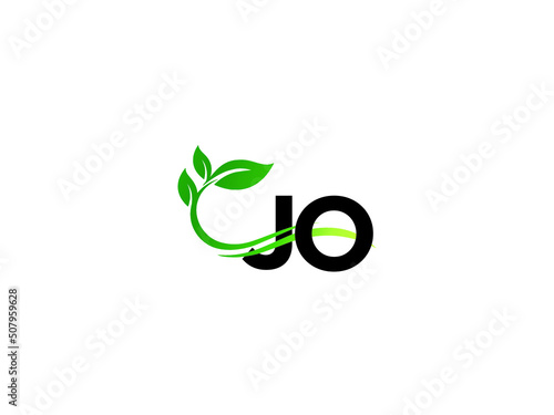 Modern JO Leaf Logo, Leaf Jo oj Logo Icon Vector With Green Tree