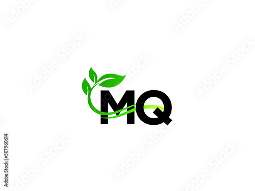 Letter MQ Logo Icon, Premium Mq qm Green Leaf Logo Design For Shop photo