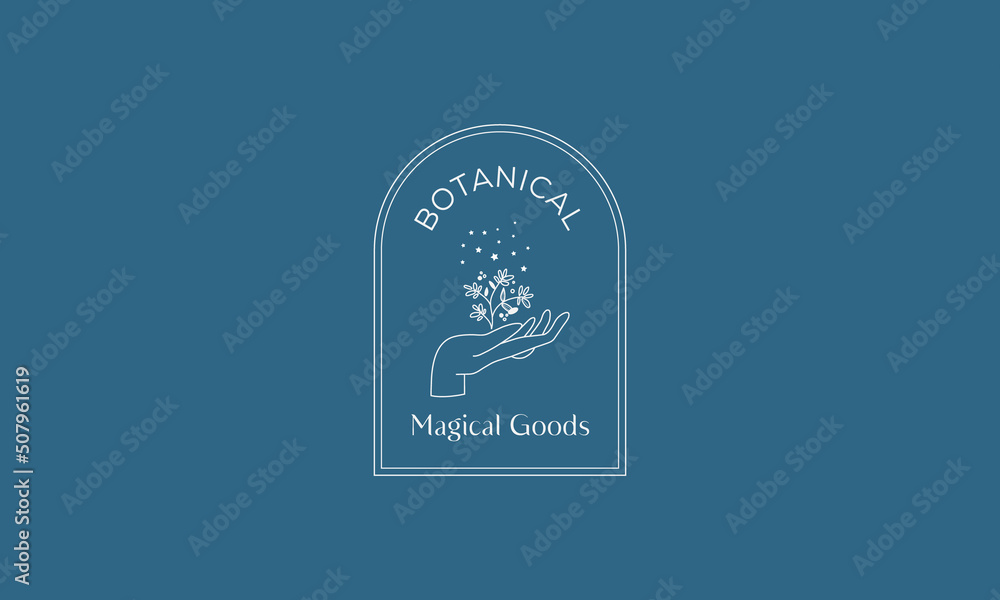 Botanical Floral element Hand Drawn Logo with Wild Flower and Leaves. Botanical Floral element Hand Drawn Logo with Wild Flower and Leaves.